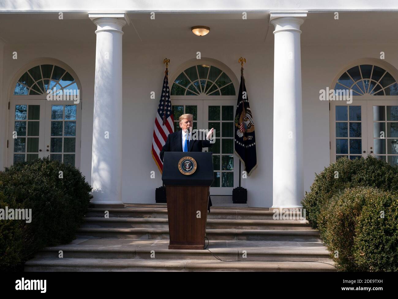 15 gennaio 2019 - Washington, DC, Stati Uniti: Il presidente degli Stati Uniti Donald J. Trump dichiara un'emergenza nazionale sul confine meridionale e la necessità di sicurezza alle frontiere. Chris Kleponis/piscina/ABACAPRESS.COM Foto Stock