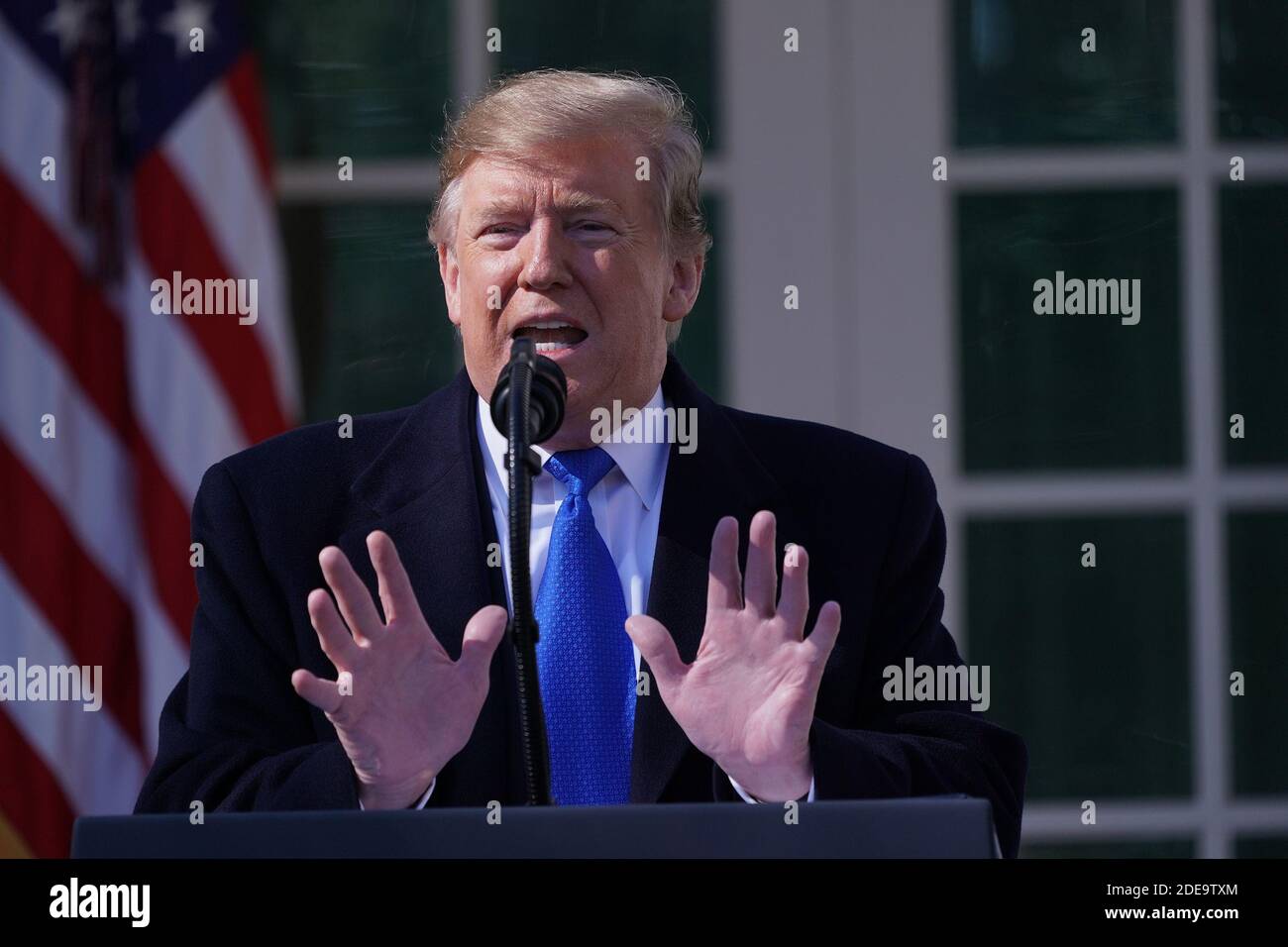15 gennaio 2019 - Washington, DC, Stati Uniti: Il presidente degli Stati Uniti Donald J. Trump dichiara un'emergenza nazionale sul confine meridionale e la necessità di sicurezza alle frontiere. Chris Kleponis/piscina/ABACAPRESS.COM Foto Stock