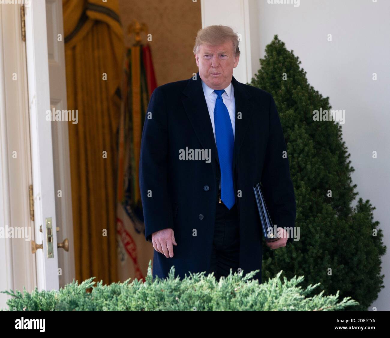 15 gennaio 2019 - Washington, DC, Stati Uniti: Il presidente degli Stati Uniti Donald J. Trump arriva per dichiarare un'emergenza nazionale sul confine meridionale e la necessità di sicurezza alle frontiere. Chris Kleponis/piscina/ABACAPRESS.COM Foto Stock