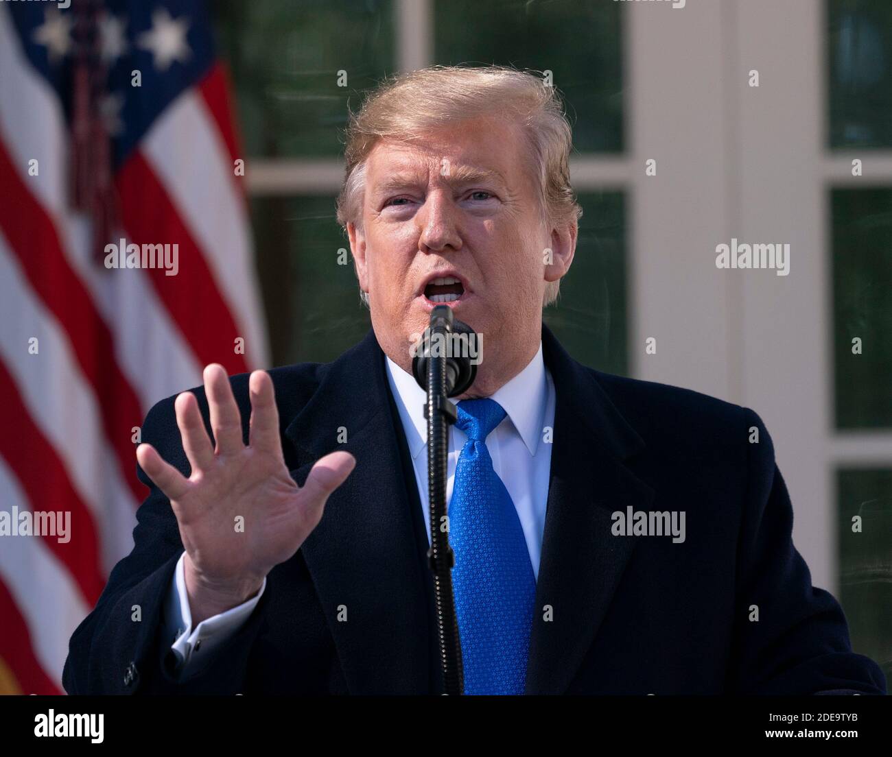 15 gennaio 2019 - Washington, DC, Stati Uniti: Il presidente degli Stati Uniti Donald J. Trump dichiara un'emergenza nazionale sul confine meridionale e la necessità di sicurezza alle frontiere. Chris Kleponis/piscina/ABACAPRESS.COM Foto Stock