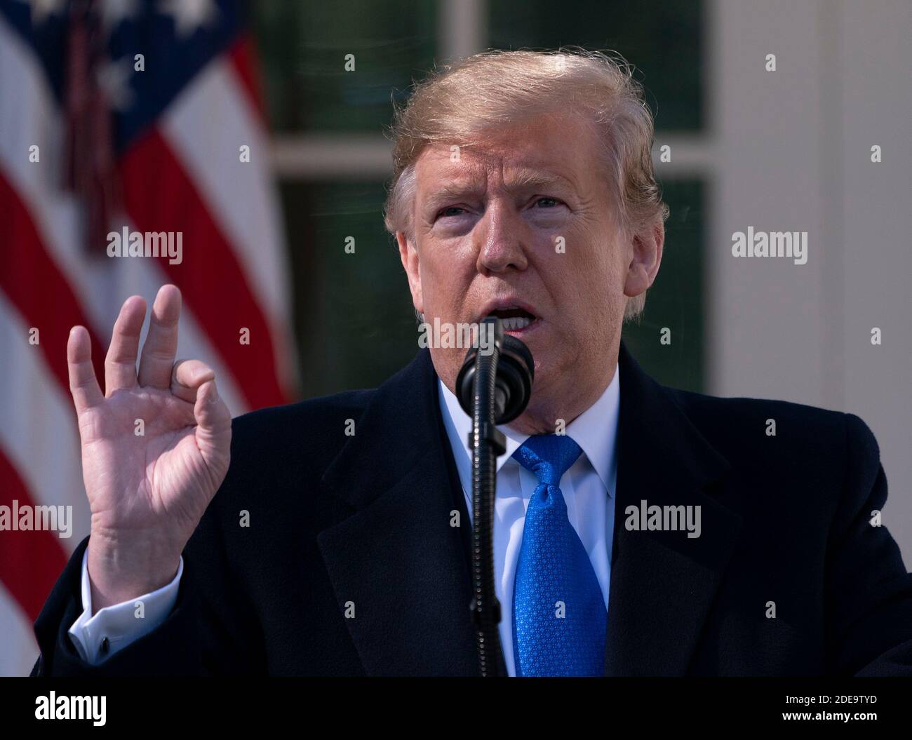 15 gennaio 2019 - Washington, DC, Stati Uniti: Il presidente degli Stati Uniti Donald J. Trump dichiara un'emergenza nazionale sul confine meridionale e la necessità di sicurezza alle frontiere. Chris Kleponis/piscina/ABACAPRESS.COM Foto Stock