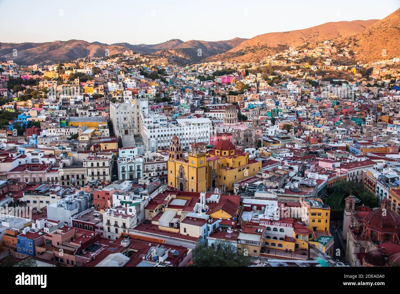 Vista sulla città di Guanajuato, Stato di Guanajuato, Messico Foto Stock