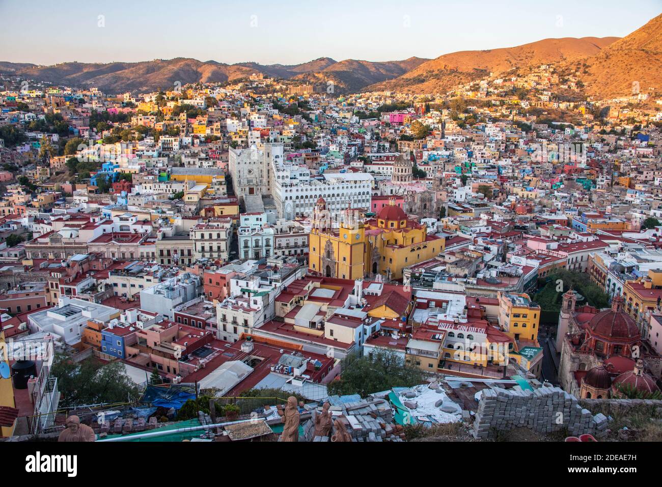 Vista sulla città di Guanajuato, Stato di Guanajuato, Messico Foto Stock