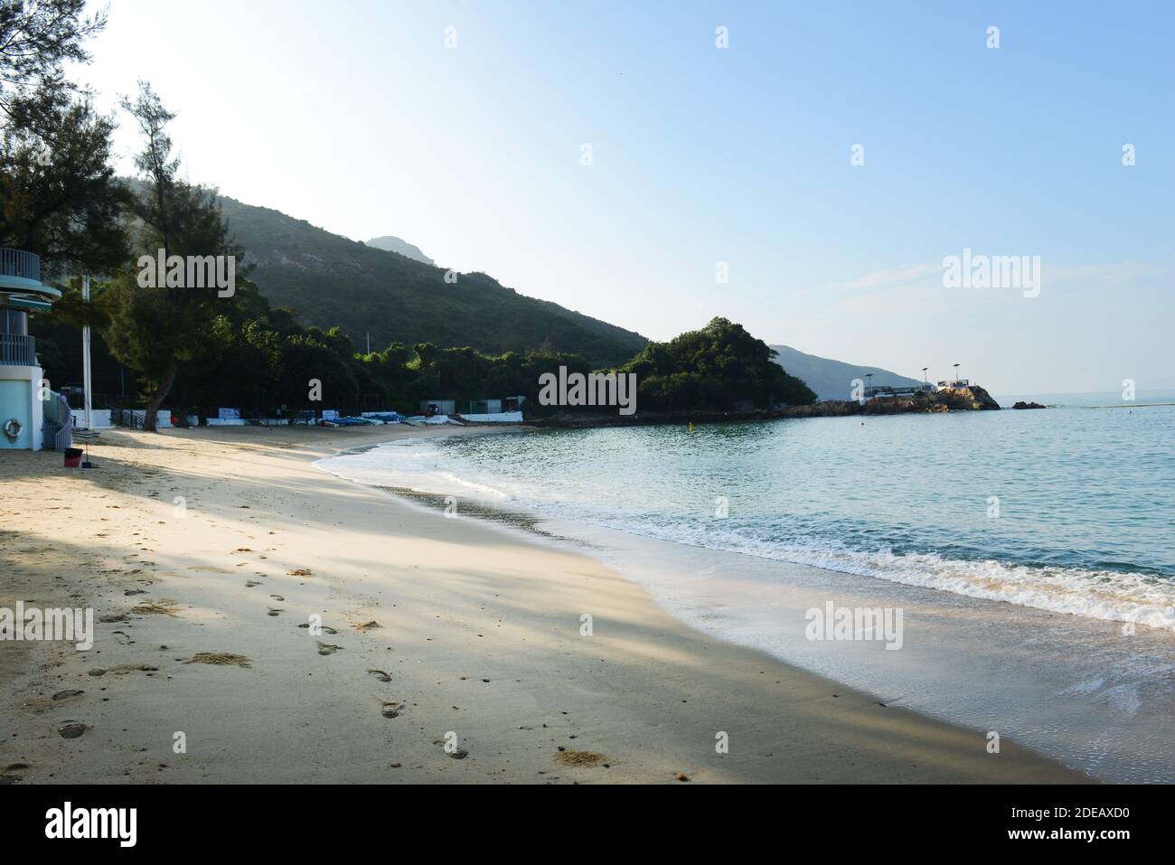 La spiaggia lo so Shing sull'isola di Lamma a Hong Kong. Foto Stock