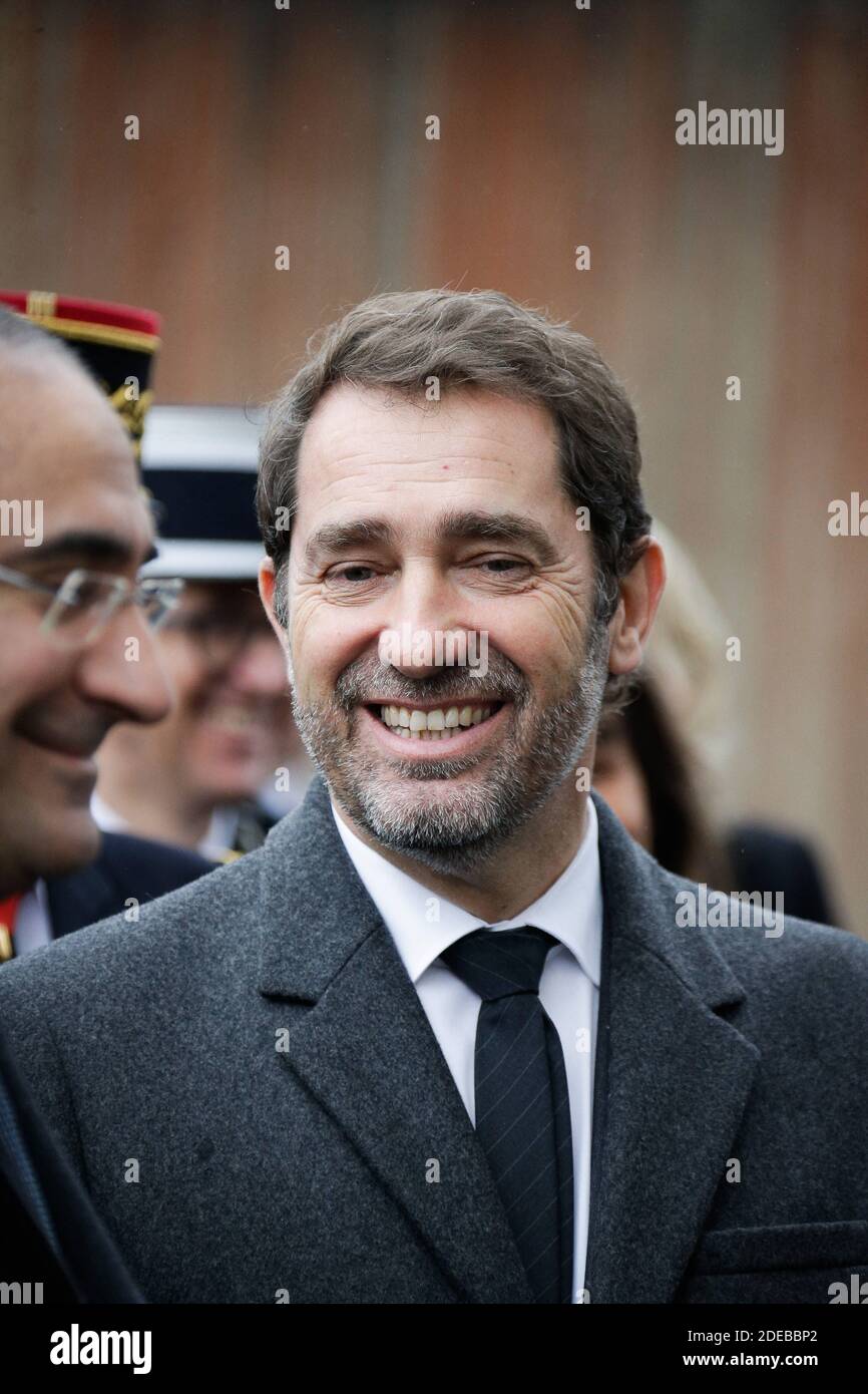 Il Ministro degli interni francese Christophe Castaner si presenta in occasione di una visita per il 50° anniversario del Centro Nazionale di formazione Gendarmerie a Saint Astier, Francia, il 15 marzo 2019. Foto di Thibaud Moritz/ABACAPRESS.COM Foto Stock