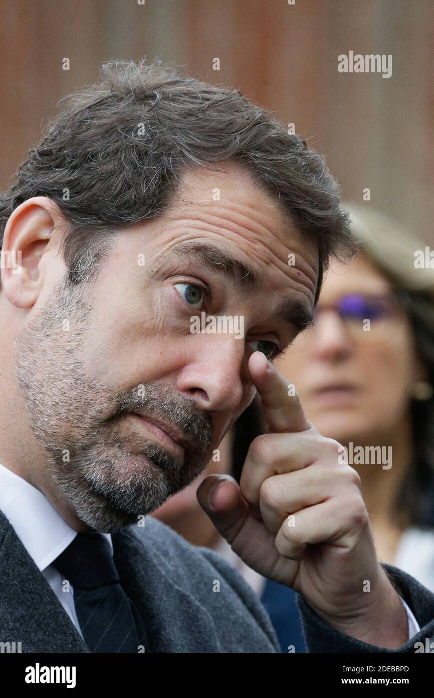 Il Ministro degli interni francese Christophe Castaner si presenta in occasione di una visita per il 50° anniversario del Centro Nazionale di formazione Gendarmerie a Saint Astier, Francia, il 15 marzo 2019. Foto di Thibaud Moritz/ABACAPRESS.COM Foto Stock