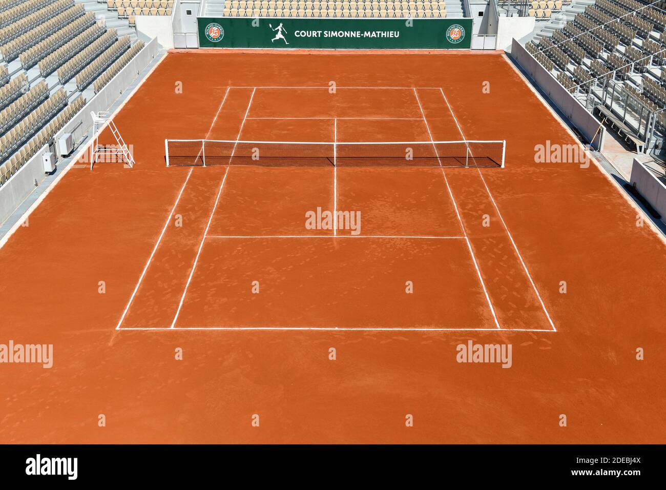 Illustrazione durante l'inaugurazione del campo da tennis Simonne-Mathieu nel mezzo dei Serres d'Auteuil durante la loro riapertura il 21 marzo 2019 a Parigi, Francia. Questo campo sarà utilizzato durante i tornei di tennis di Roland-Garros. Foto di Laurent Zabulon/ABACAPRESS Foto Stock