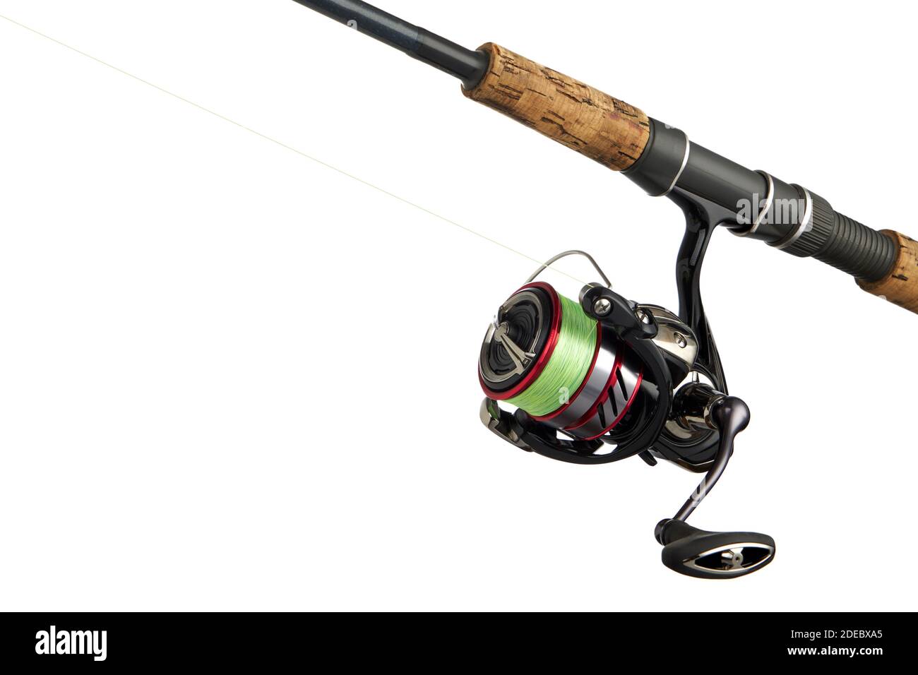 Pesca Tackle isolato su bianco. Chiusura aspo rotante. Foto Stock