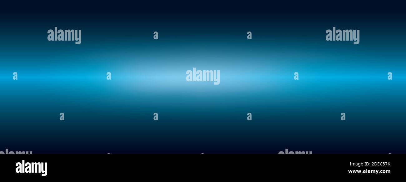 Futuristico gradiente creativo blu scuro astratto web banner sfondo con fascio luminoso orizzontale al centro Foto Stock