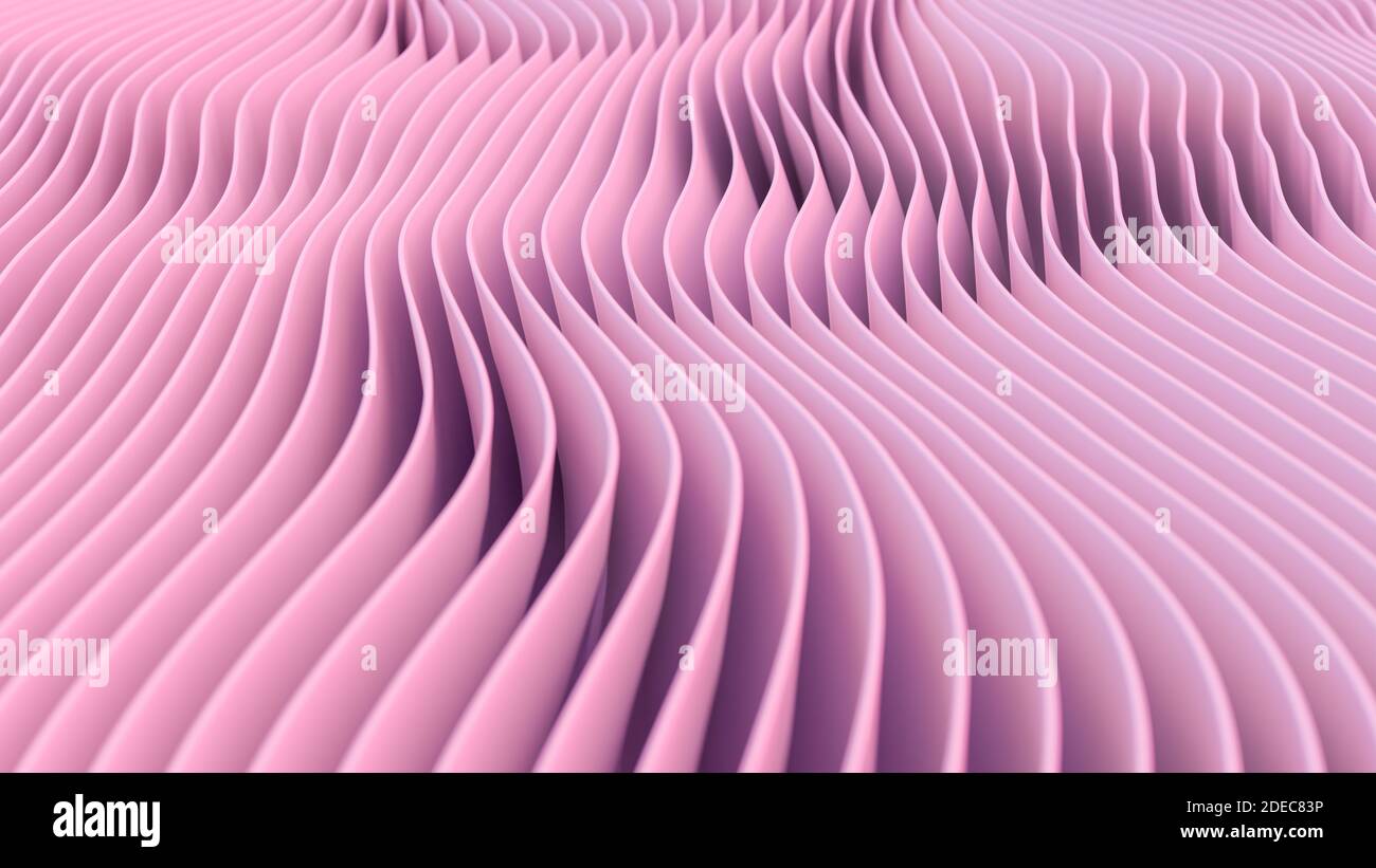 Onde rosa di carta. Illustrazione 3D Foto Stock
