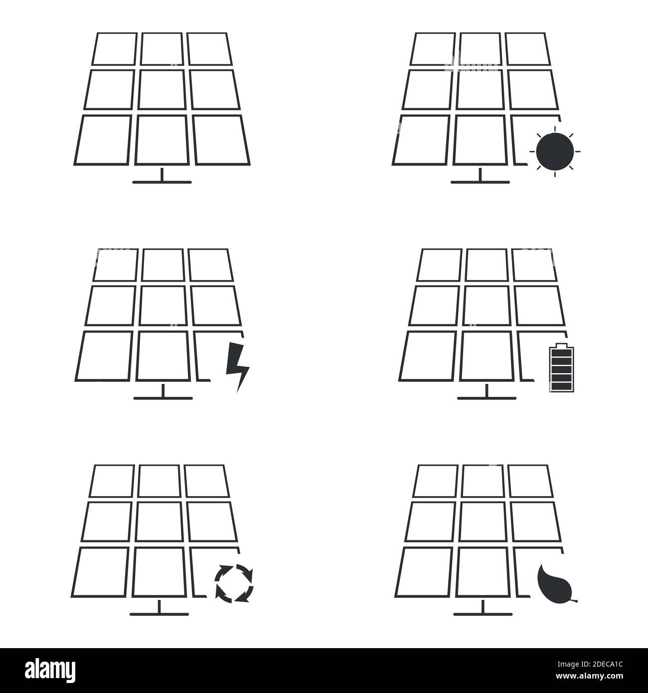 Insieme di oggetti sul tema dell'energia solare Illustrazione Vettoriale