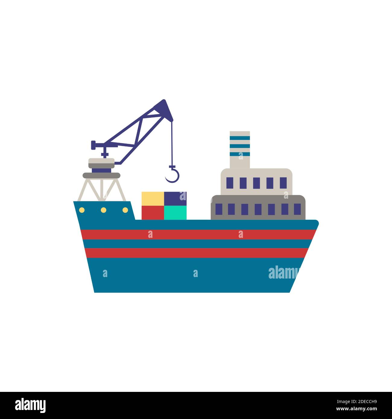 Icona di sollevamento della gru. Elemento semplice dalla raccolta delle porte. Icona Creative Crane Barge per web design, modelli, infografiche e altro ancora Illustrazione Vettoriale