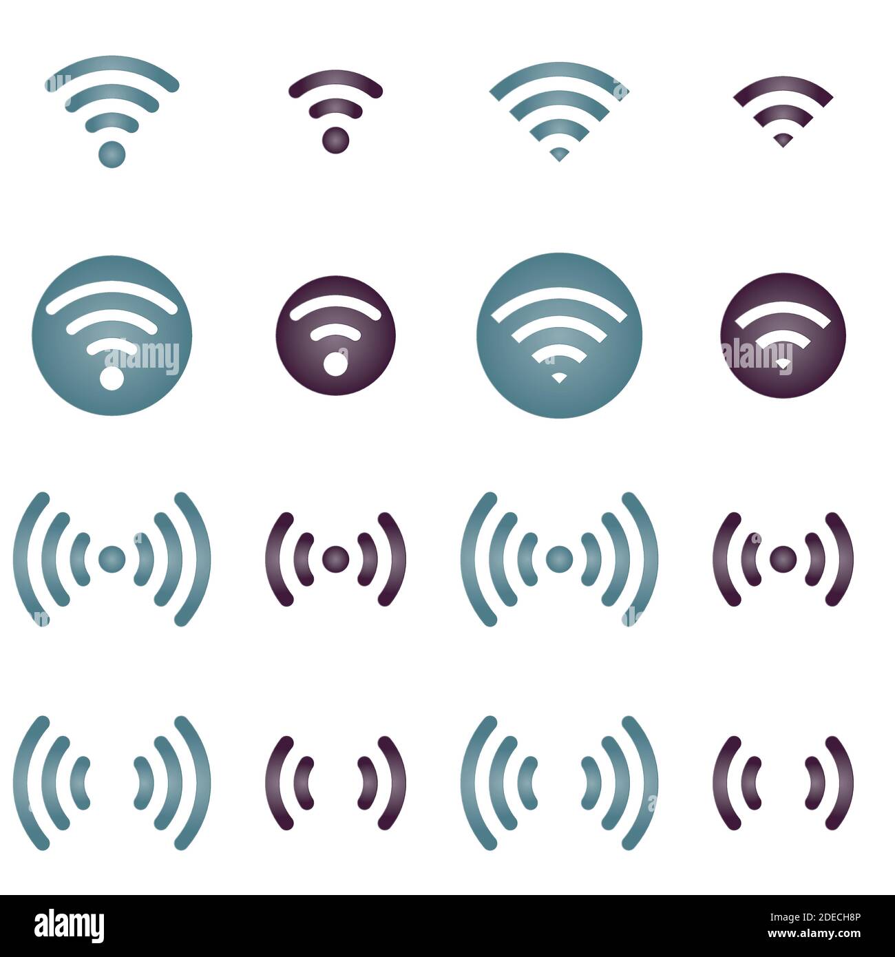 Icone della rete wireless su sfondo bianco Illustrazione Vettoriale