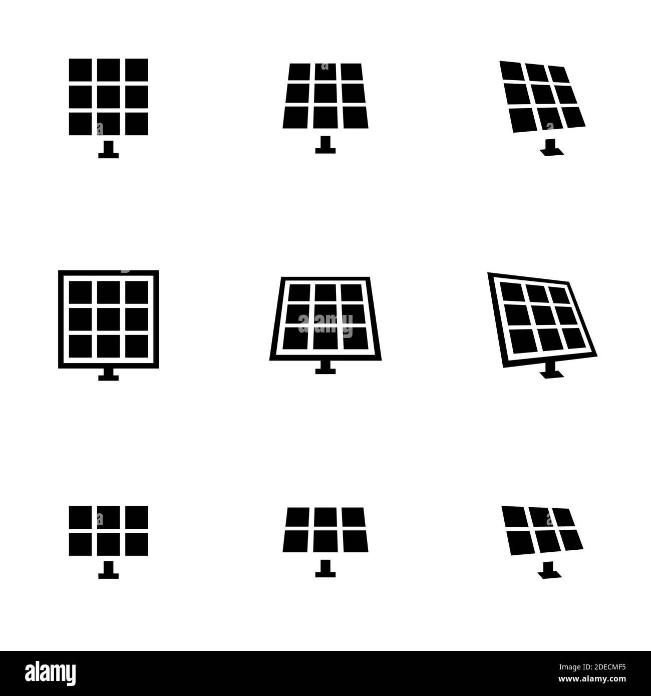 Icone per i pannelli solari tematici, vettore, icona, Set. Sfondo bianco Illustrazione Vettoriale