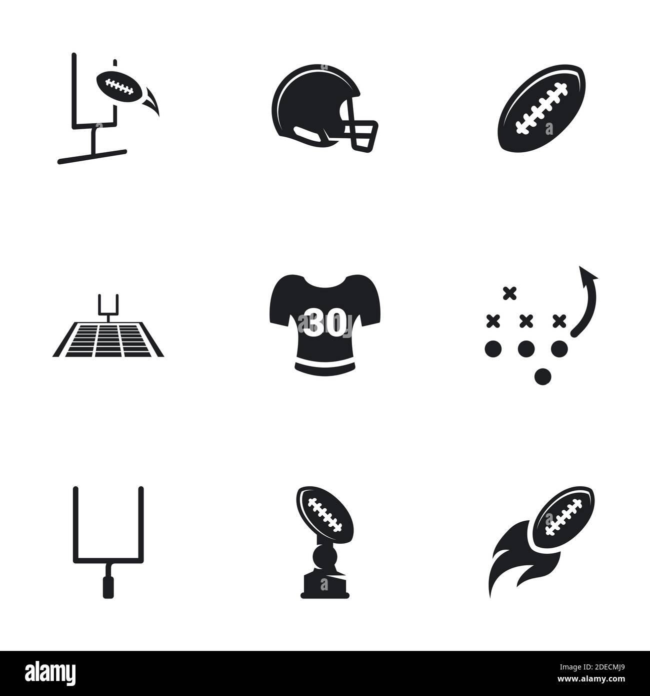 Icone per tema calcio americano , vettore, icona, set. Sfondo bianco Illustrazione Vettoriale