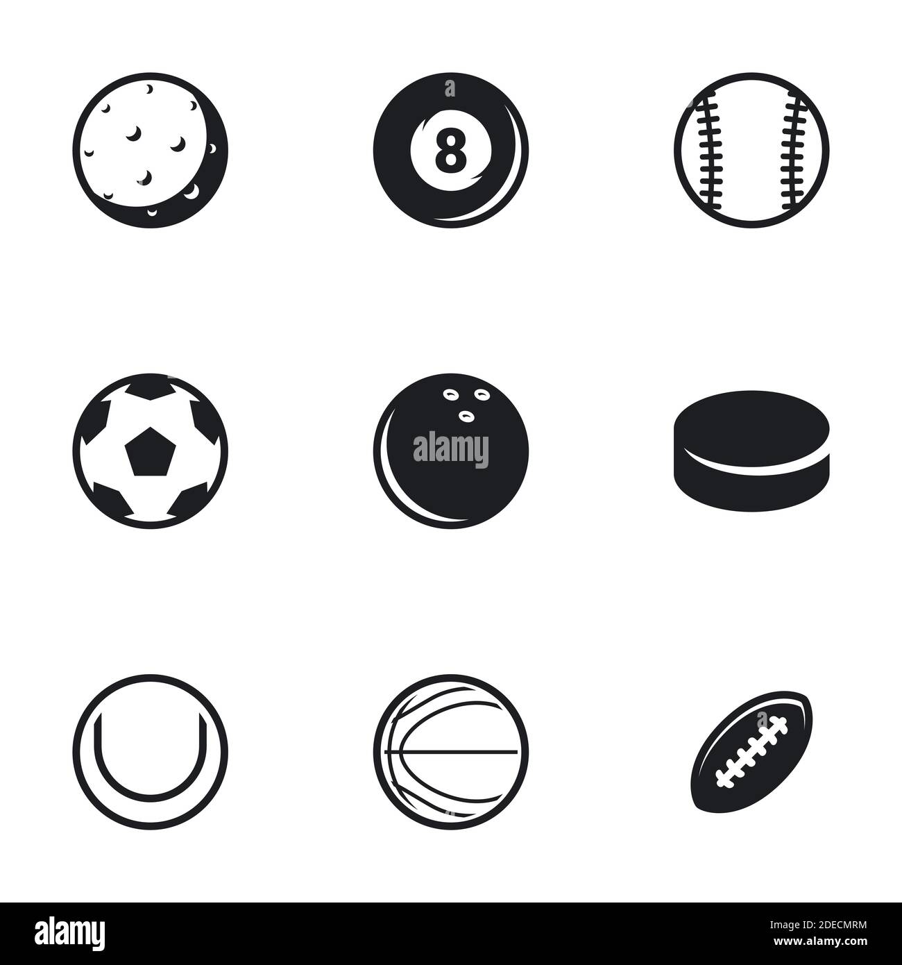 Icone per tema palline sportive. Sfondo bianco, vettore, icona, Set Illustrazione Vettoriale