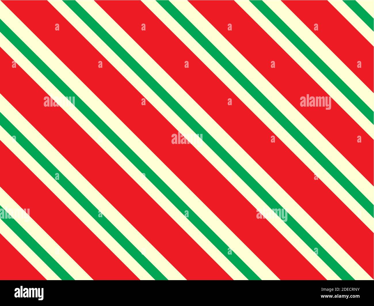 Carta da imballaggio natalizia con strisce rosse, gialle e verdi calce. Canna da zucchero senza cuciture con linee diagonali dritte. Vettore che ripete striping t Illustrazione Vettoriale