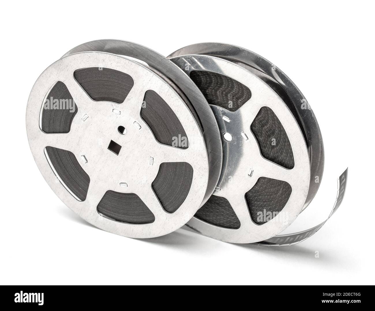 Bobina con pellicola isolata su sfondo bianco Foto Stock