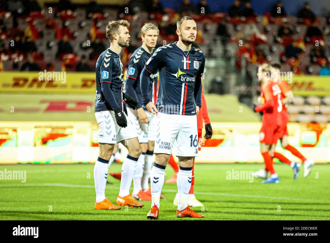 Farum, Danimarca. 29 Nov 2020. Casper Højer Nielsen (16) di AGF visto durante la partita 3F Superliga tra FC Nordsjaelland e AGF in diritto a Dream Park, Farum. (Photo Credit: Gonzales Photo/Alamy Live News Foto Stock