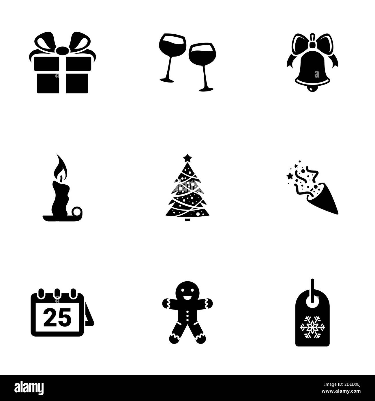 Insieme di icone semplici su un tema vacanza, natale, nuovo anno, vettore, disegno, collezione, appartamento, segno, simbolo, elemento, oggetto, illustrazione, isolato. W Illustrazione Vettoriale