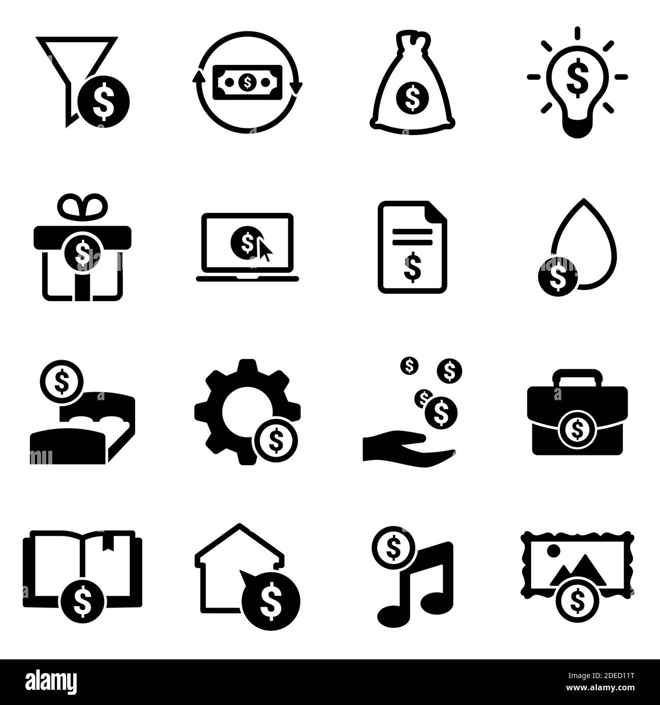 Insieme di icone semplici su un tema reddito passivo, vettore, disegno, collezione, piatto, segno, simbolo, elemento, oggetto, illustrazione, isolato. Sfondo bianco Illustrazione Vettoriale