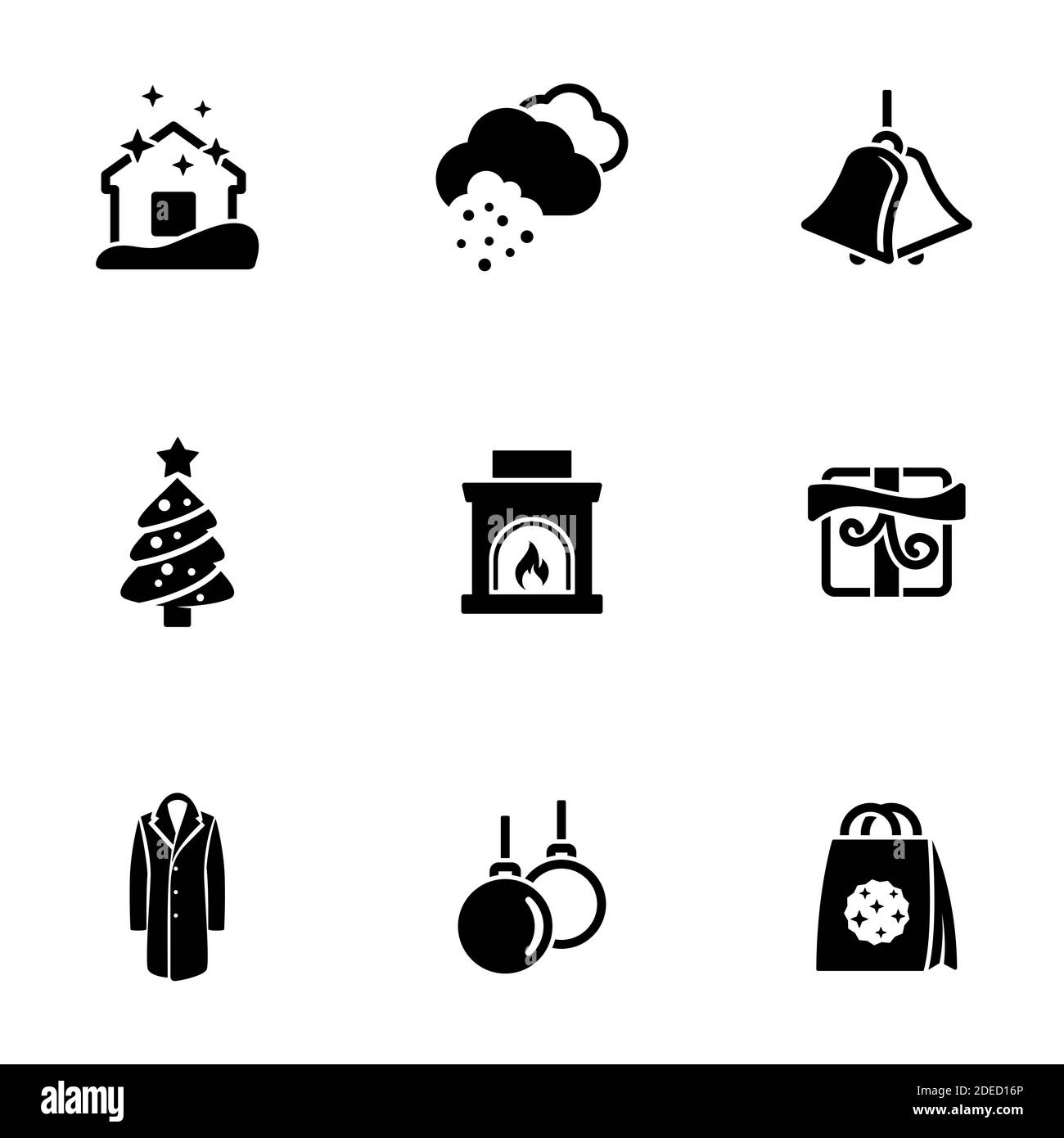 Insieme di icone semplici su un tema Inverno, vettore, disegno, collezione, piatto, segno, simbolo, elemento, oggetto, illustrazione, isolato. Sfondo bianco Illustrazione Vettoriale