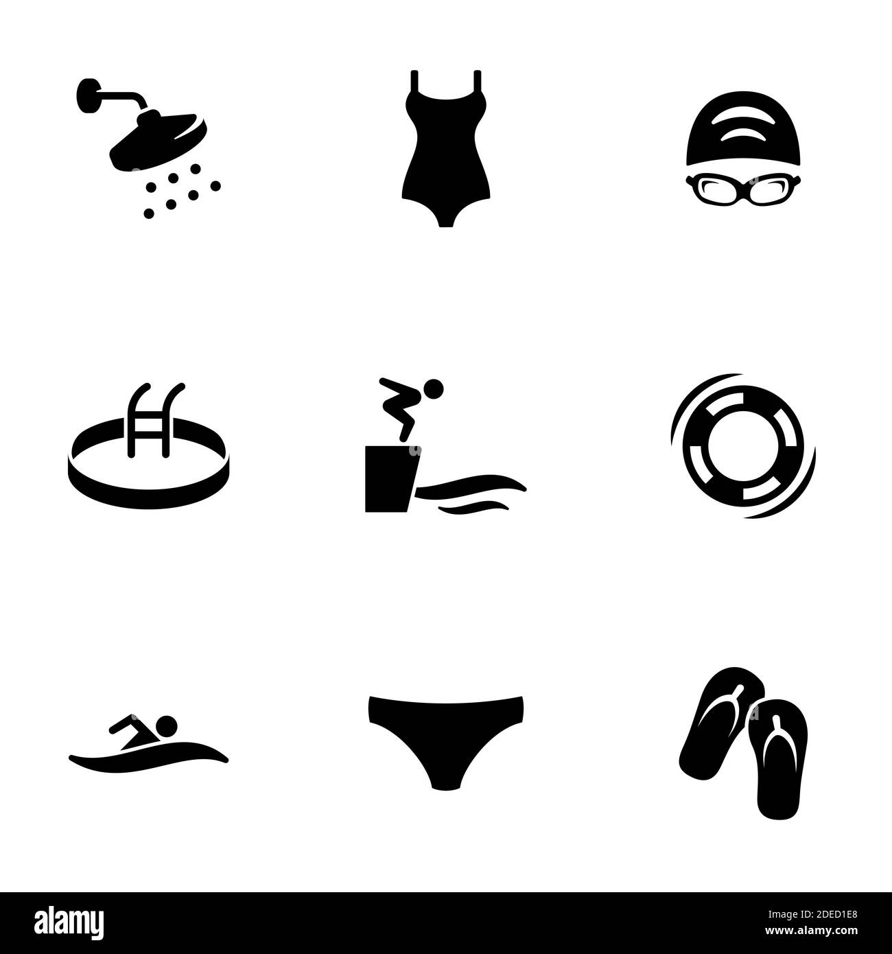 Set di icone nere isolate su sfondo bianco, sul tema polizia Illustrazione Vettoriale