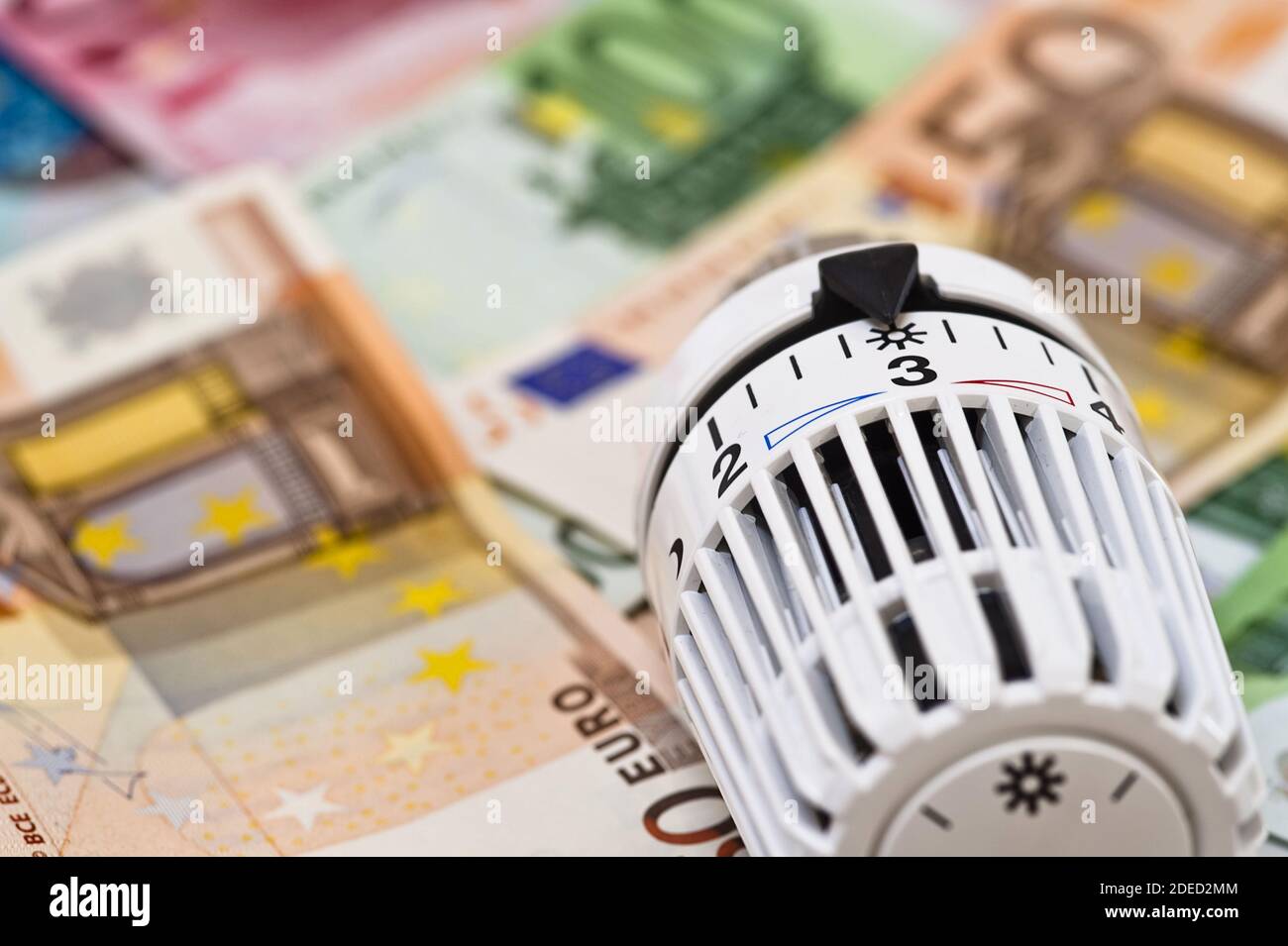 Riscaldatore con bollette Euro, Germania Foto Stock