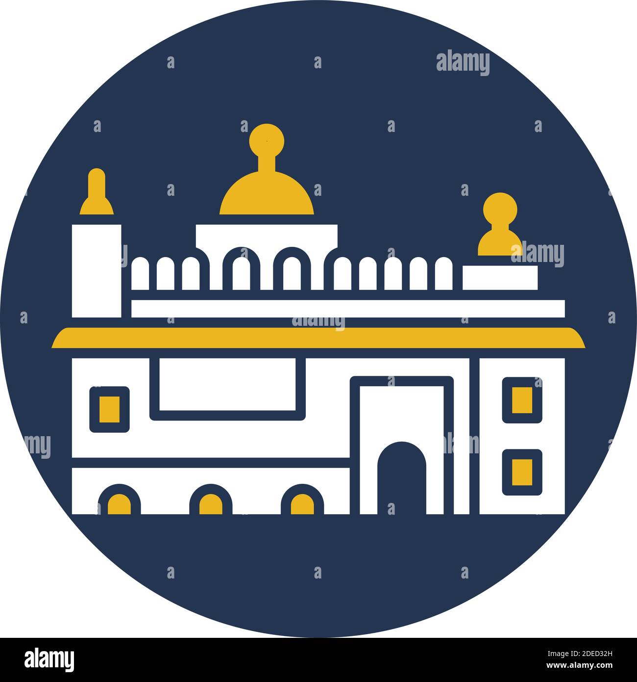 Golden Temple, Amritsar, India, Harmandir Sahib icone vettoriali completamente modificabili Illustrazione Vettoriale