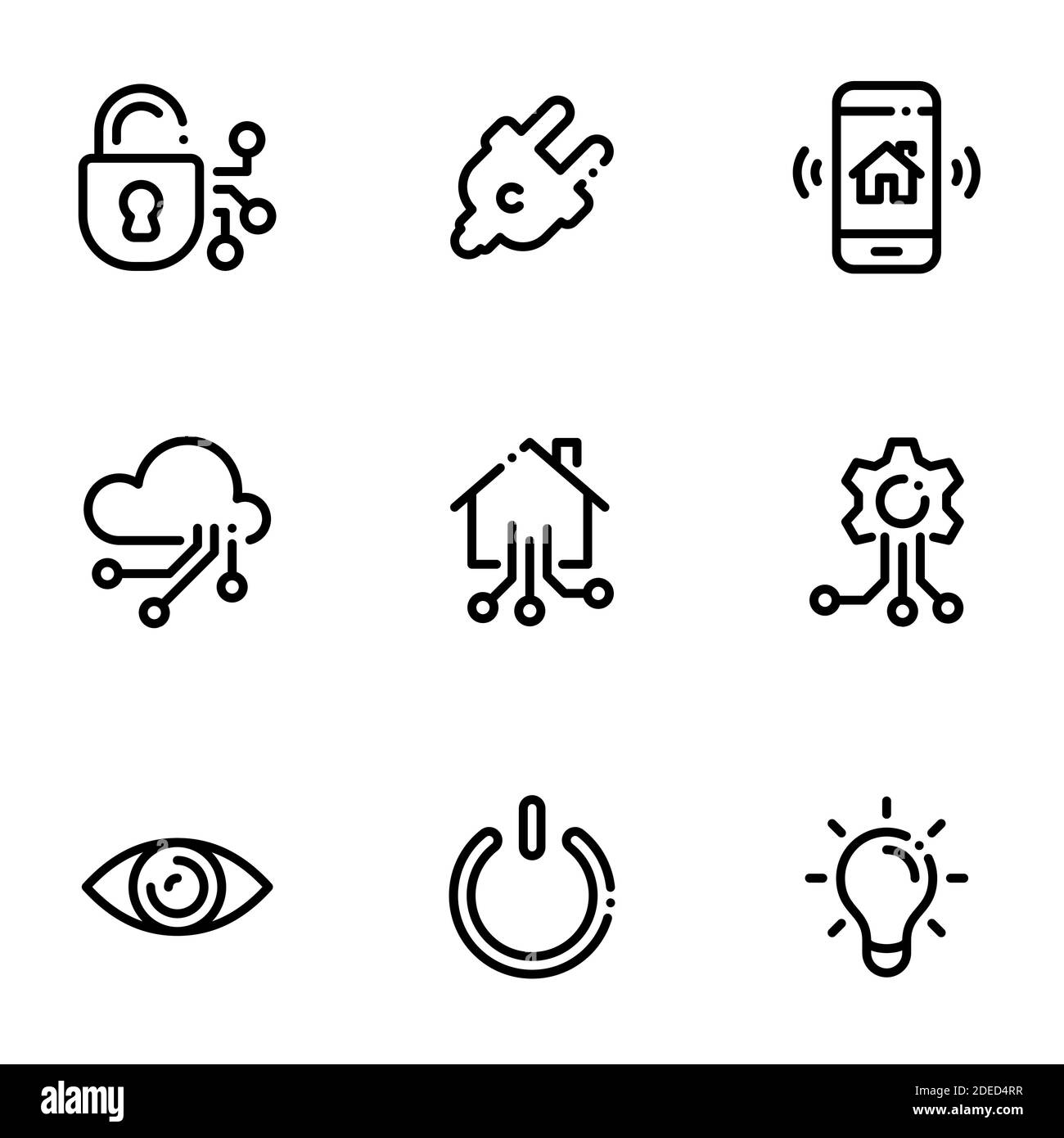 Set di icone nere isolate su sfondo bianco, sul tema Smart House Illustrazione Vettoriale