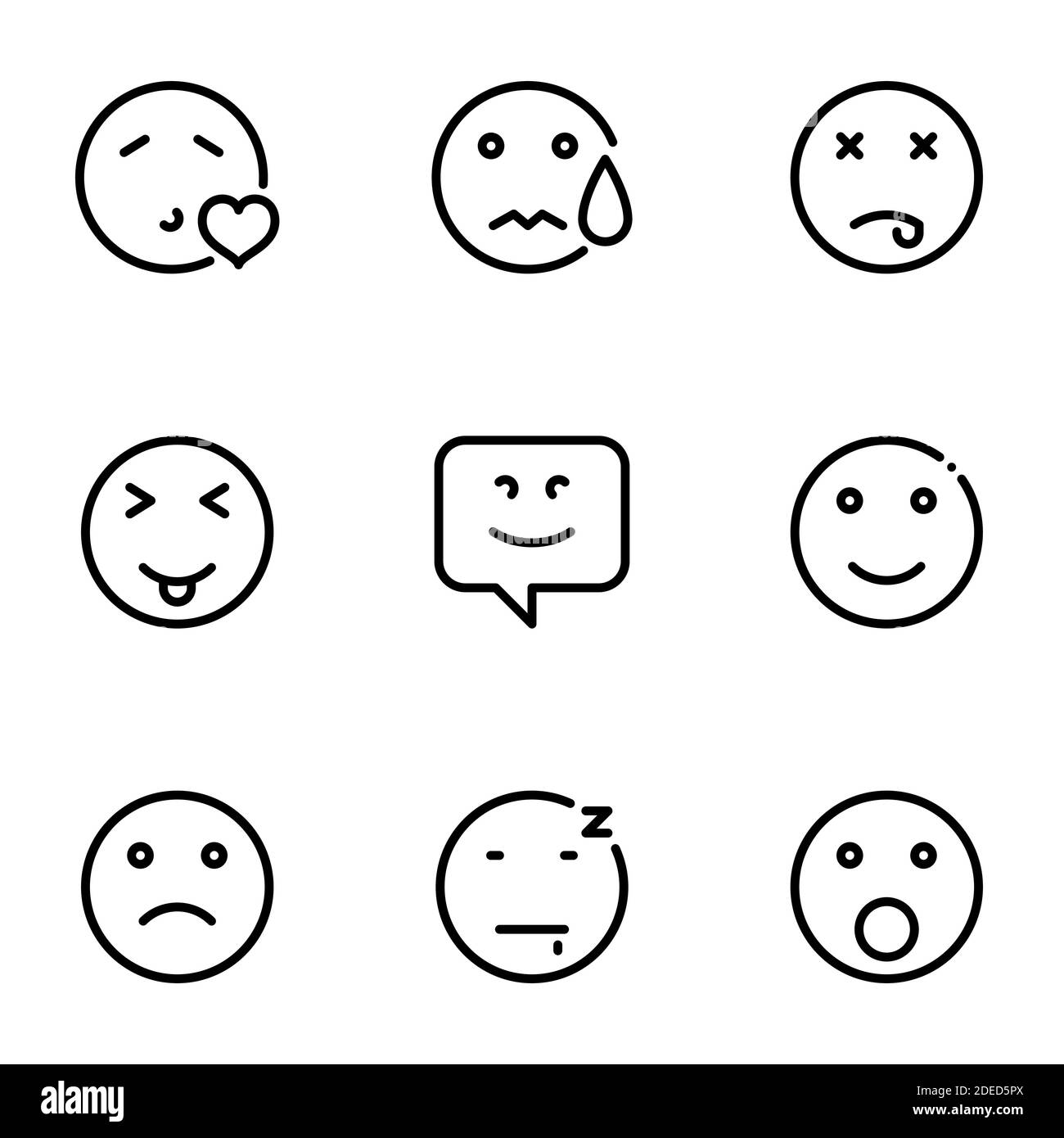 Set di icone nere isolate su sfondo bianco, sul tema Smile Illustrazione Vettoriale