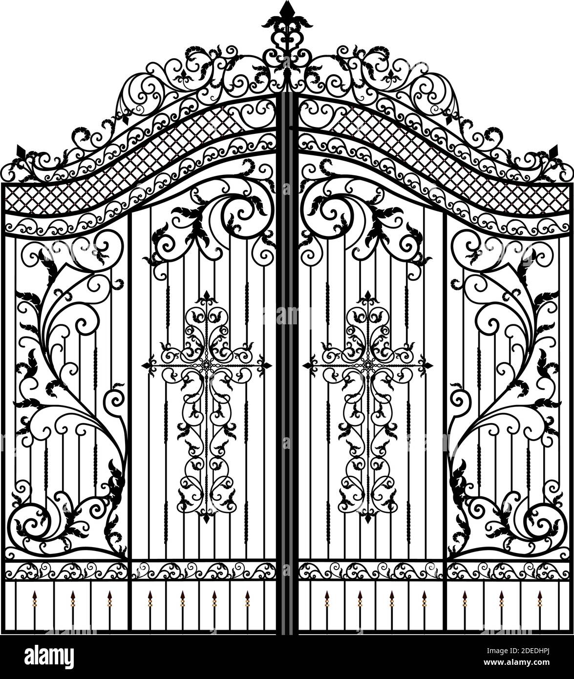 tracciare il cancello metallico, l'ingresso del tempio, l'illustrazione originale prodotti forgiati Illustrazione Vettoriale