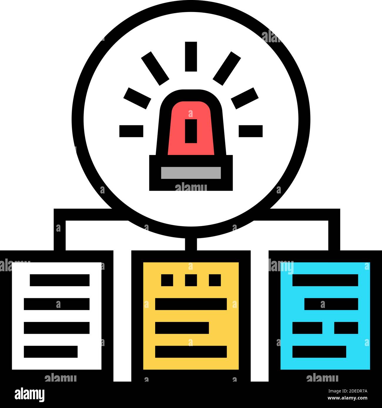 documentazione con l'icona a colori degli incidenti illustrazione vettoriale Illustrazione Vettoriale