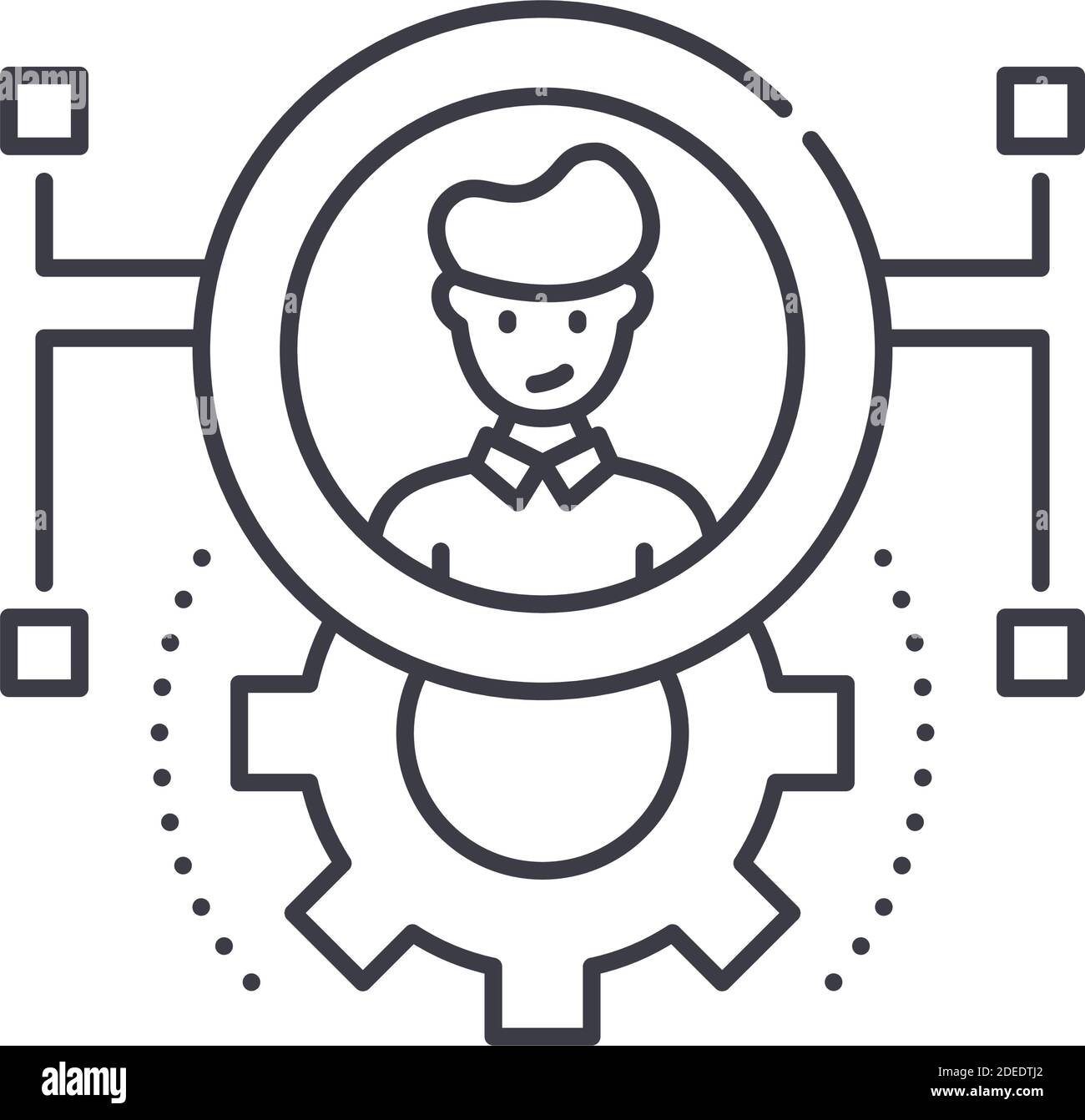 Icona di analisi HR, illustrazione lineare isolata, vettore di linee sottili, segno di disegno web, simbolo di concetto di contorno con tratto modificabile su sfondo bianco. Illustrazione Vettoriale