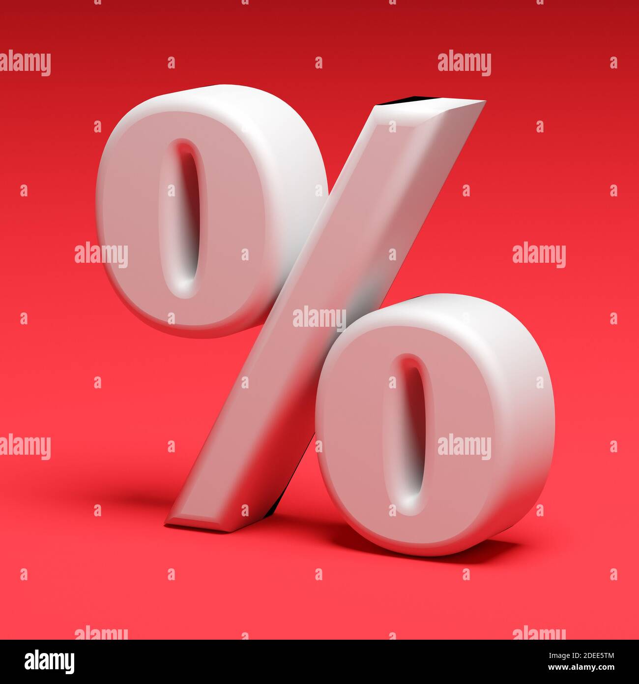 Segno percentuale su baclground rosso. Concetto aziendale. rendering 3d Foto Stock