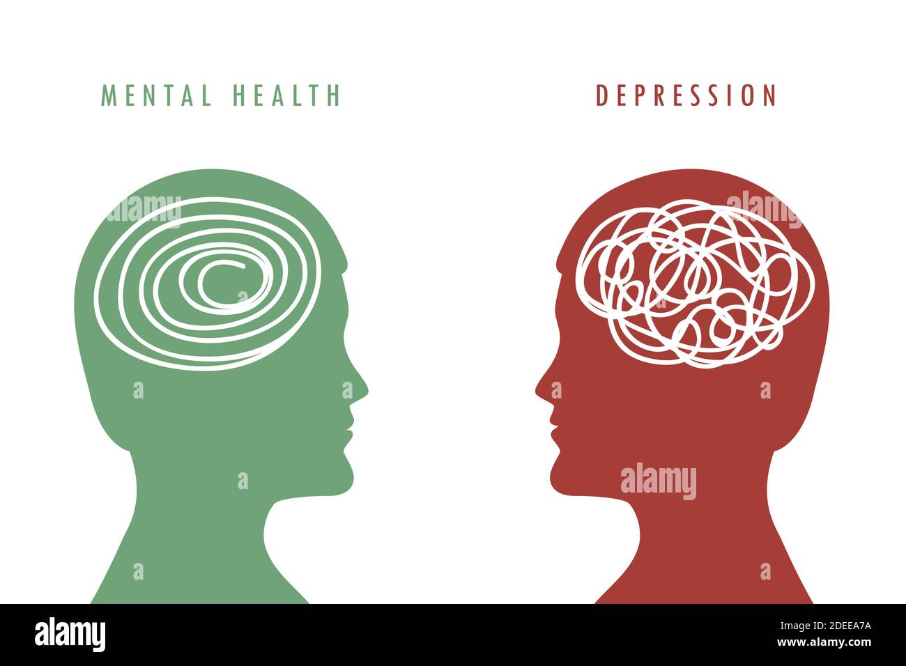 Concetto di salute mentale uomo cervello silhouette vettore illustrazione EPS10 Illustrazione Vettoriale