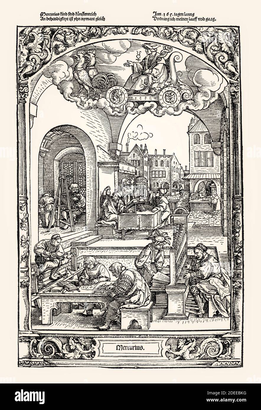 Hans Sebald Beham, Mercurius, i sette dei planetari e i loro figli, 1531, restaurati digitalmente Foto Stock