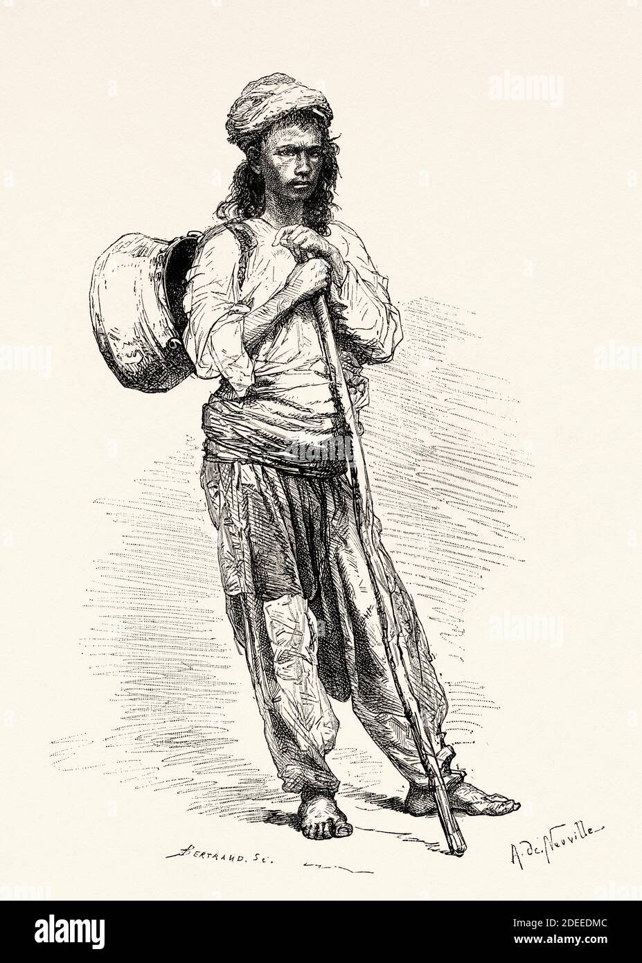 Gitano bulgaro, Bulgaria. Antica illustrazione incisa del 19 ° secolo. Viaggio in Bulgaria con Guillaume Lejan da El Mundo en la mano 1879 Foto Stock