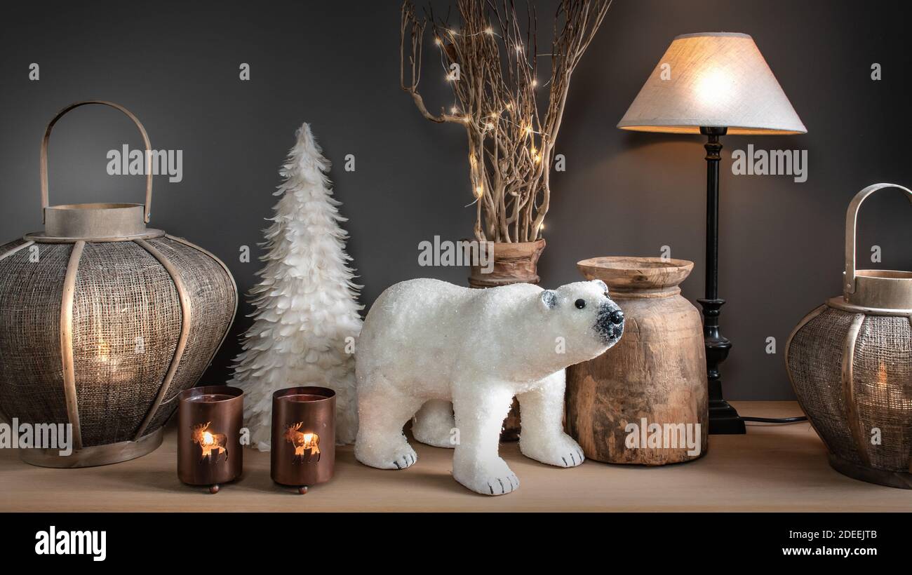 Natale, Capodanno e inverno arredamento casa. Foto Stock