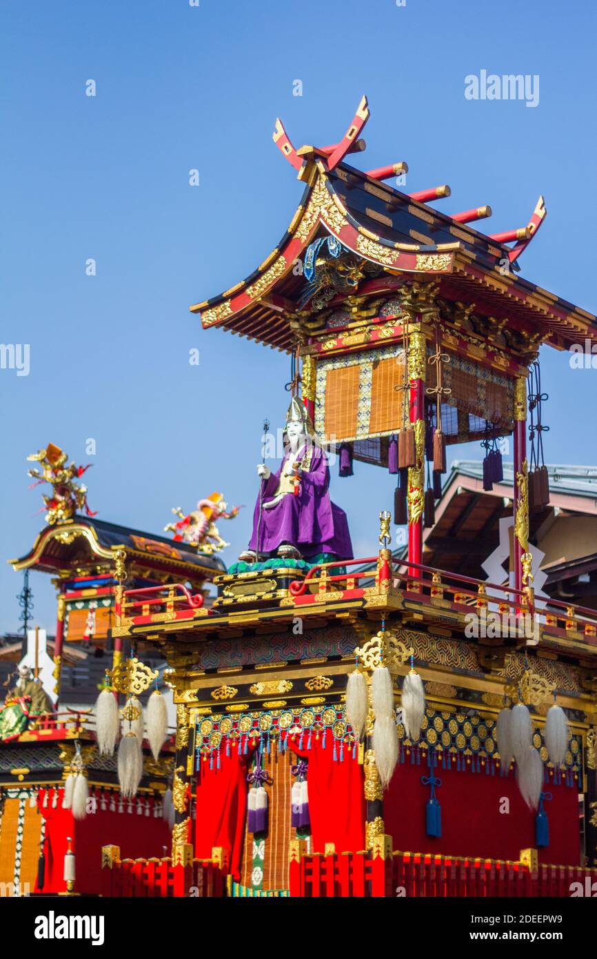 Marionetta tradizionale giapponese durante l'Hachiman Matsuri, il festival autunnale di Takayama a Gifu, Giappone Foto Stock