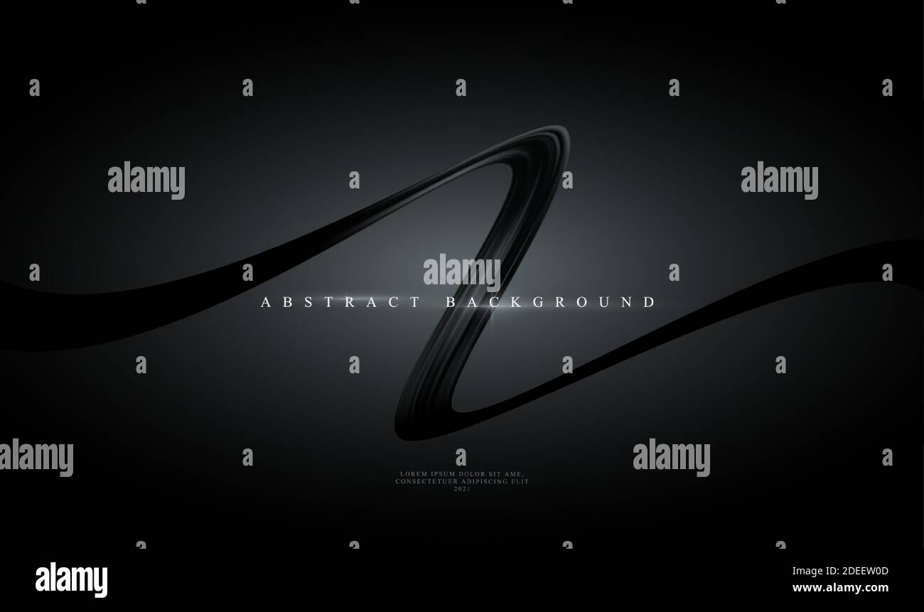 Moderno trend sfondo astratto nero con nastro curvante nero lucido. Illustrazione vettoriale Illustrazione Vettoriale