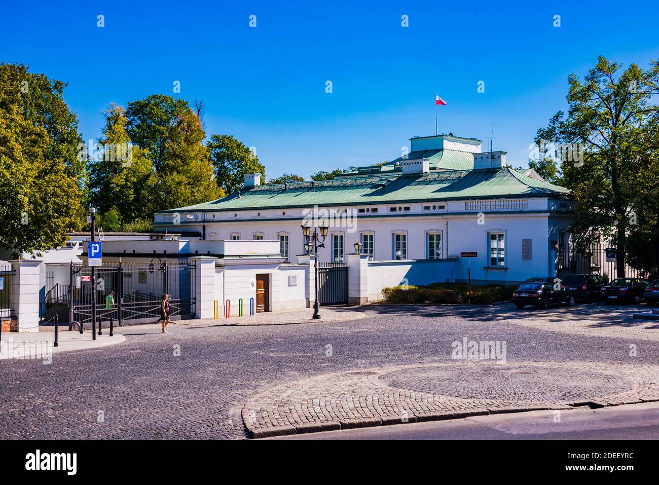 Belweder è un palazzo di Varsavia, vicino al Parco Lazienki. È una delle residenze ufficiali utilizzate dai presidenti polacchi. Varsavia, Polonia, Europa Foto Stock