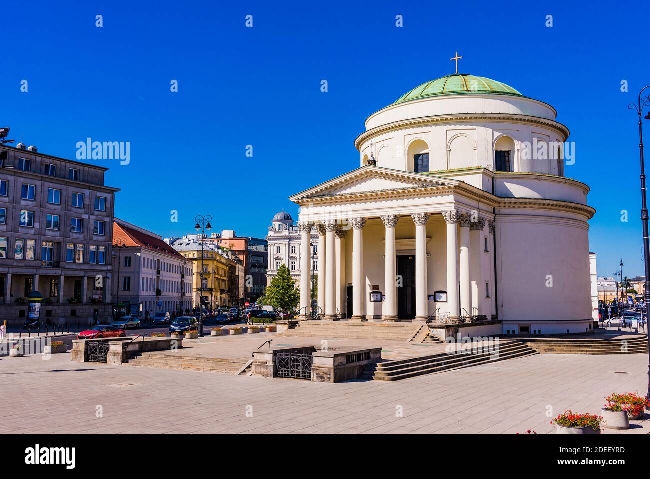 Chiesa di Sant'Alessandro in Piazza tre croci a Varsavia. Three Crosses Square, anche 'Square of Three Crosses', 'Three Cross Square' e 'Triple Cros Foto Stock