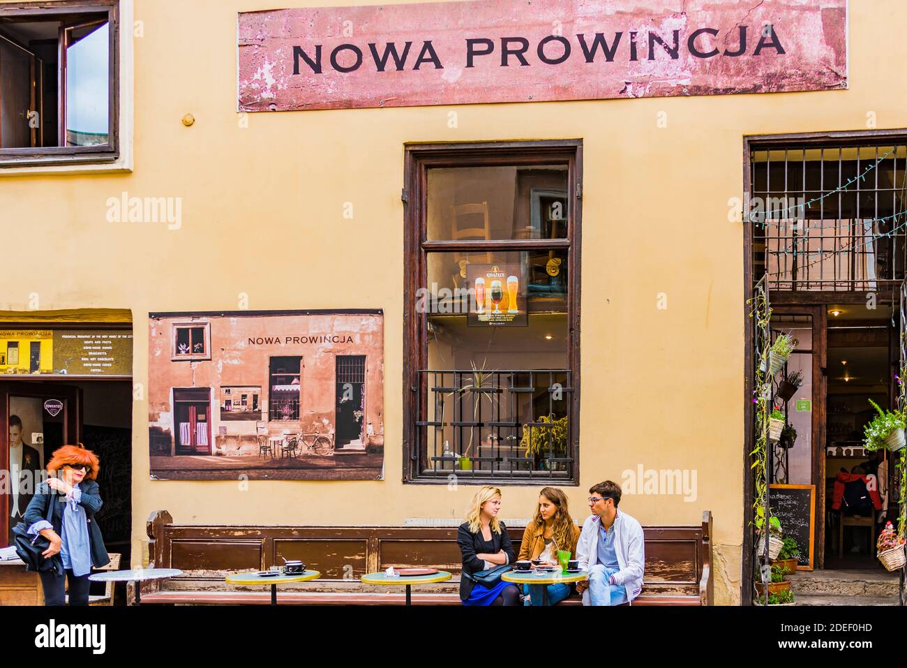 Nowa Prowincja, Bracka Street 3-5. In questo bar Szymborska, Premio Nobel per la letteratura nel 1996, ha incontrato gli amici e lì hanno organizzato letterario e. Foto Stock