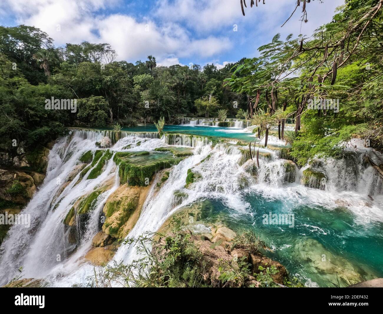 Bella cascata El Meco, Huasteca Potosina, San Luis Potosi, Messico Foto Stock