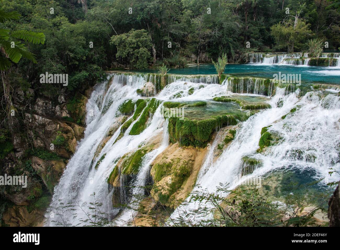 Bella cascata El Meco, Huasteca Potosina, San Luis Potosi, Messico Foto Stock