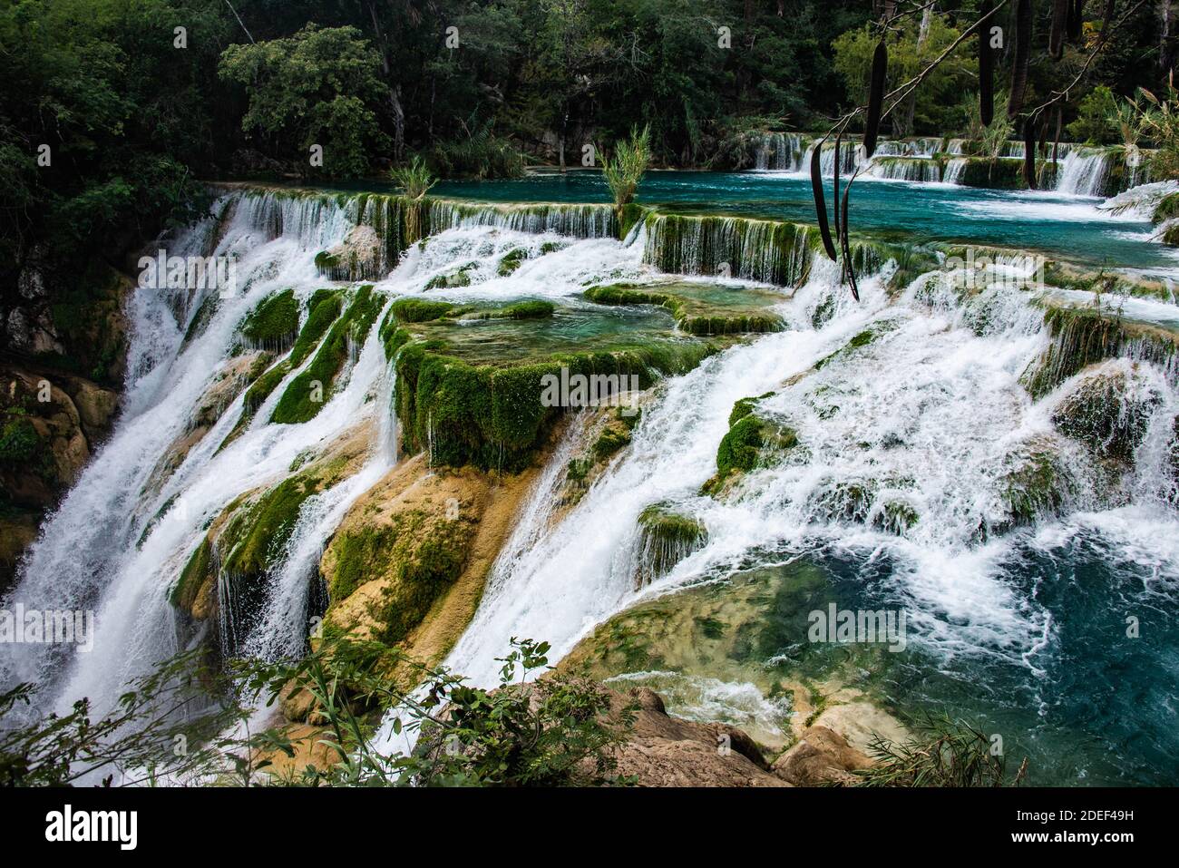 Bella cascata El Meco, Huasteca Potosina, San Luis Potosi, Messico Foto Stock