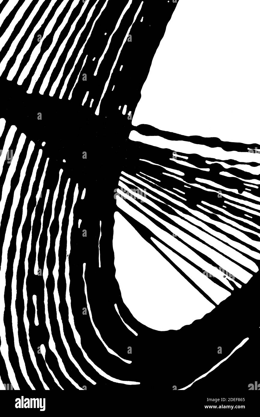 Sfondo geometrico astratto disegnato dall'oscillazione del pendolo. Immagine raster in bianco e nero Foto Stock