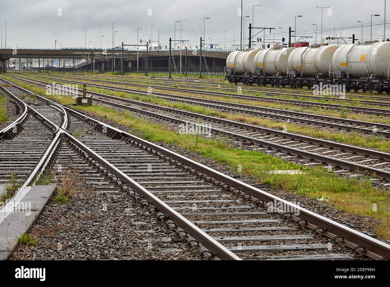 Treno merci carri Foto Stock