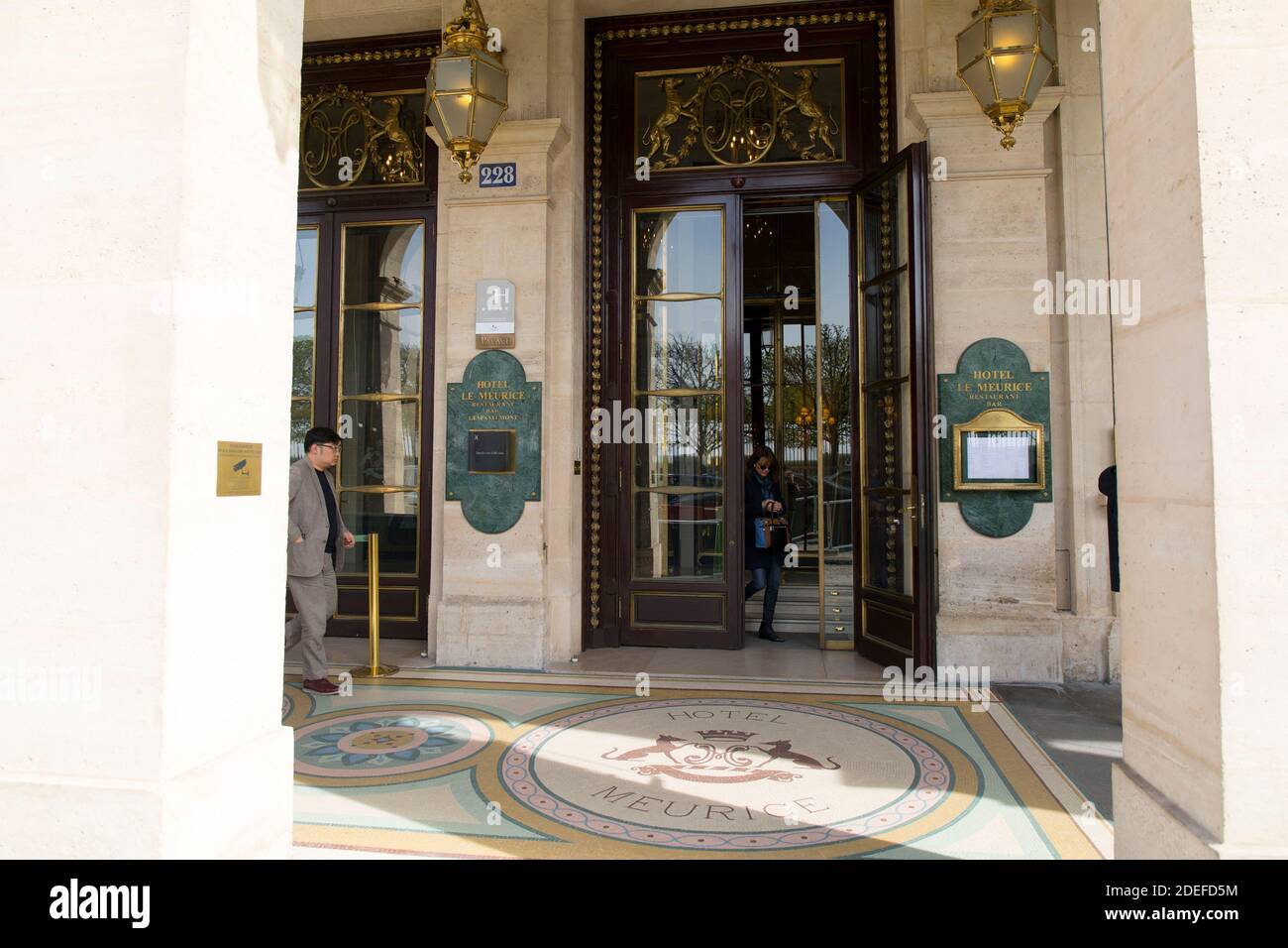 Hotel le Meurice a Parigi, Francia il 5 aprile 2019. Foto di Stephane le Tellec/ABACAPRESS.COM Foto Stock